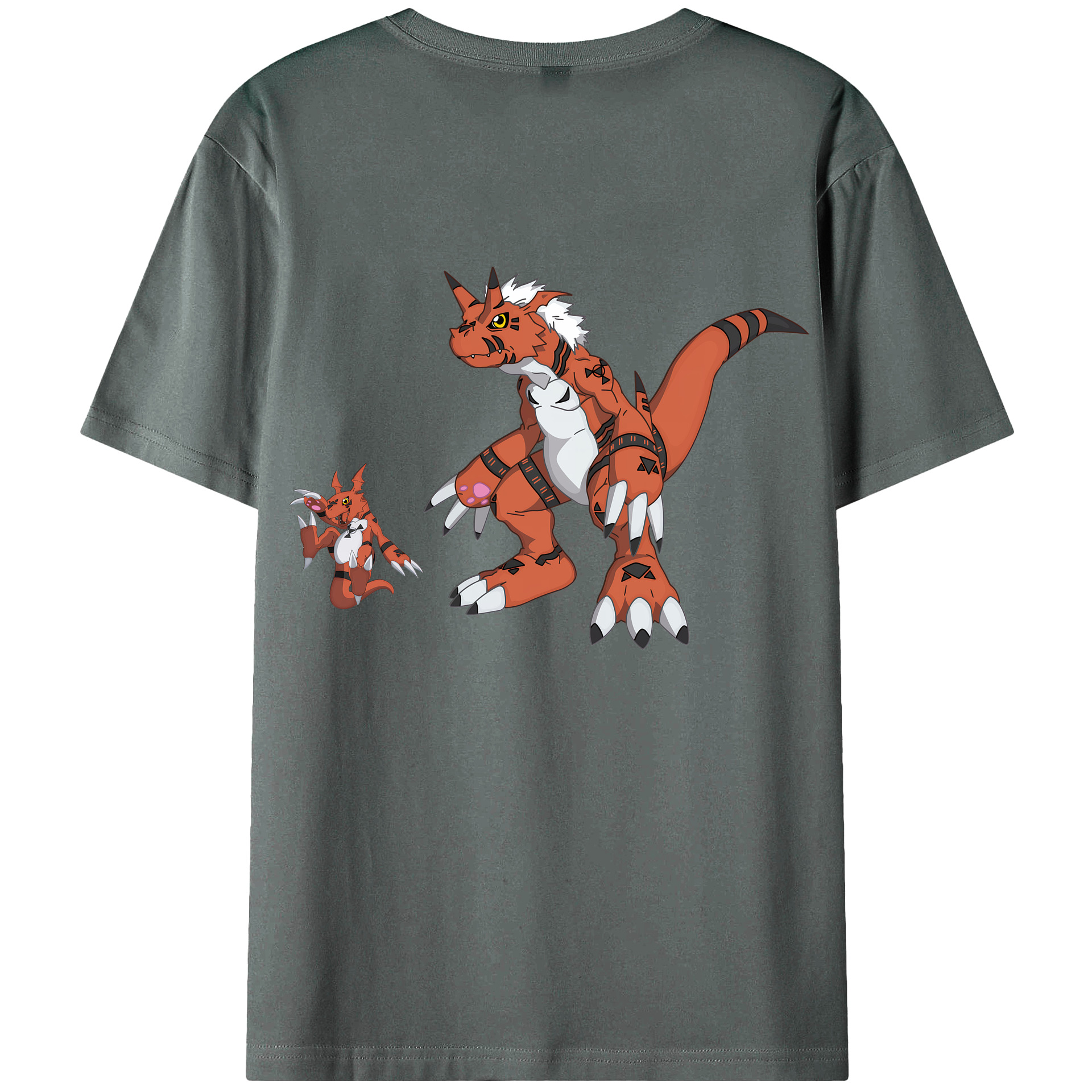 （画像用） Digimon デジタルモンスター/デジモン 綿100％ メンズ半袖Tシャツ（バックプリント） 通気性